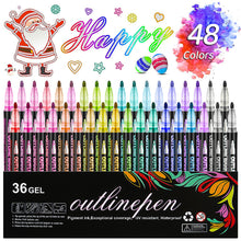 Load image into Gallery viewer, Tivamiko 48-Piece Double Line Shimmer Markers Set - Metallic Glitter Pens for Drawing, Crafts | Vibrant Art Supplies Gift