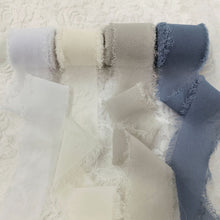 Load image into Gallery viewer, Tivamiko Torn Edge Ribbon, Chiffon & Satin Floral Wrap, Gray Series, 4 Color Set, 1.5 Inch x 16 Feet Each