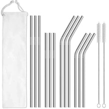 Load image into Gallery viewer, Tivamiko 12 pack Reusable Stainless Steel Straws with Case & 2 Brushes - Fits 30oz & 20oz Tumblers (Long & Short) - Dishwasher Safe, BPA-Free, Silver