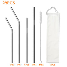 Load image into Gallery viewer, Tivamiko 24 pack Reusable Stainless Steel Straws with Case & 4 Brushes - Fits 30oz & 20oz Tumblers (Long & Short) - Dishwasher Safe, BPA-Free, Silver