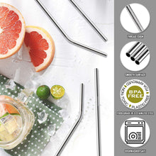Load image into Gallery viewer, Tivamiko 12 pack Reusable Stainless Steel Straws with Case & 2 Brushes - Fits 30oz & 20oz Tumblers (Long & Short) - Dishwasher Safe, BPA-Free, Silver