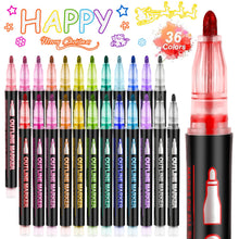Load image into Gallery viewer, Tivamiko 36-Piece Double Line Shimmer Markers Set - Metallic Glitter Pens for Drawing, Crafts | Vibrant Art Supplies Gift
