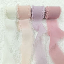 Load image into Gallery viewer, Tivamiko Torn Edge Ribbon, Chiffon &amp; Satin Floral Wrap, Purple Series, 4 Color Set, 1.5 Inch x 16 Feet Each
