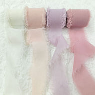 Tivamiko Torn Edge Ribbon, Chiffon & Satin Floral Wrap, Purple Series, 4 Color Set, 1.5 Inch x 16 Feet Each