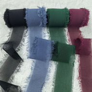 Tivamiko Torn Edge Ribbon, Chiffon & Satin Floral Wrap, Black Series, 4 Color Set, 1.5 Inch x 16 Feet Each