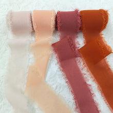Load image into Gallery viewer, Tivamiko Torn Edge Ribbon, Chiffon &amp; Satin Floral Wrap, Orange Series, 4 Color Set, 1.5 Inch x 16 Feet Each
