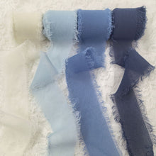 Load image into Gallery viewer, Tivamiko Torn Edge Ribbon, Chiffon &amp; Satin Floral Wrap, Blue Series, 4 Color Set, 1.5 Inch x 16 Feet Each
