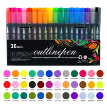 Load image into Gallery viewer, Tivamiko 36-Piece Double Line Shimmer Markers Set - Metallic Glitter Pens for Drawing, Crafts | Vibrant Art Supplies Gift
