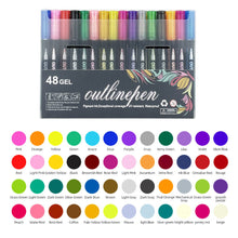 Load image into Gallery viewer, Tivamiko 48-Piece Double Line Shimmer Markers Set - Metallic Glitter Pens for Drawing, Crafts | Vibrant Art Supplies Gift
