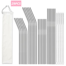 Load image into Gallery viewer, Tivamiko 24 pack Reusable Stainless Steel Straws with Case &amp; 4 Brushes - Fits 30oz &amp; 20oz Tumblers (Long &amp; Short) - Dishwasher Safe, BPA-Free, Silver

